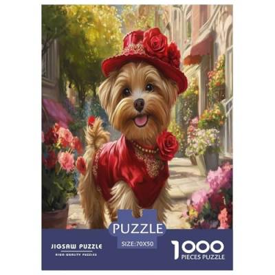 Yorkshire Terrier Puzzles 1000 Teile Schwer Puzzle Spielzeug Pädagogisches Spiel Impossible Herausforderungsspielzeug Für Erwachsene Kinder 70x50cm/1000pcs von ChengzeTCo